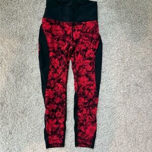 Lululemon Floral Red and Black Leggings